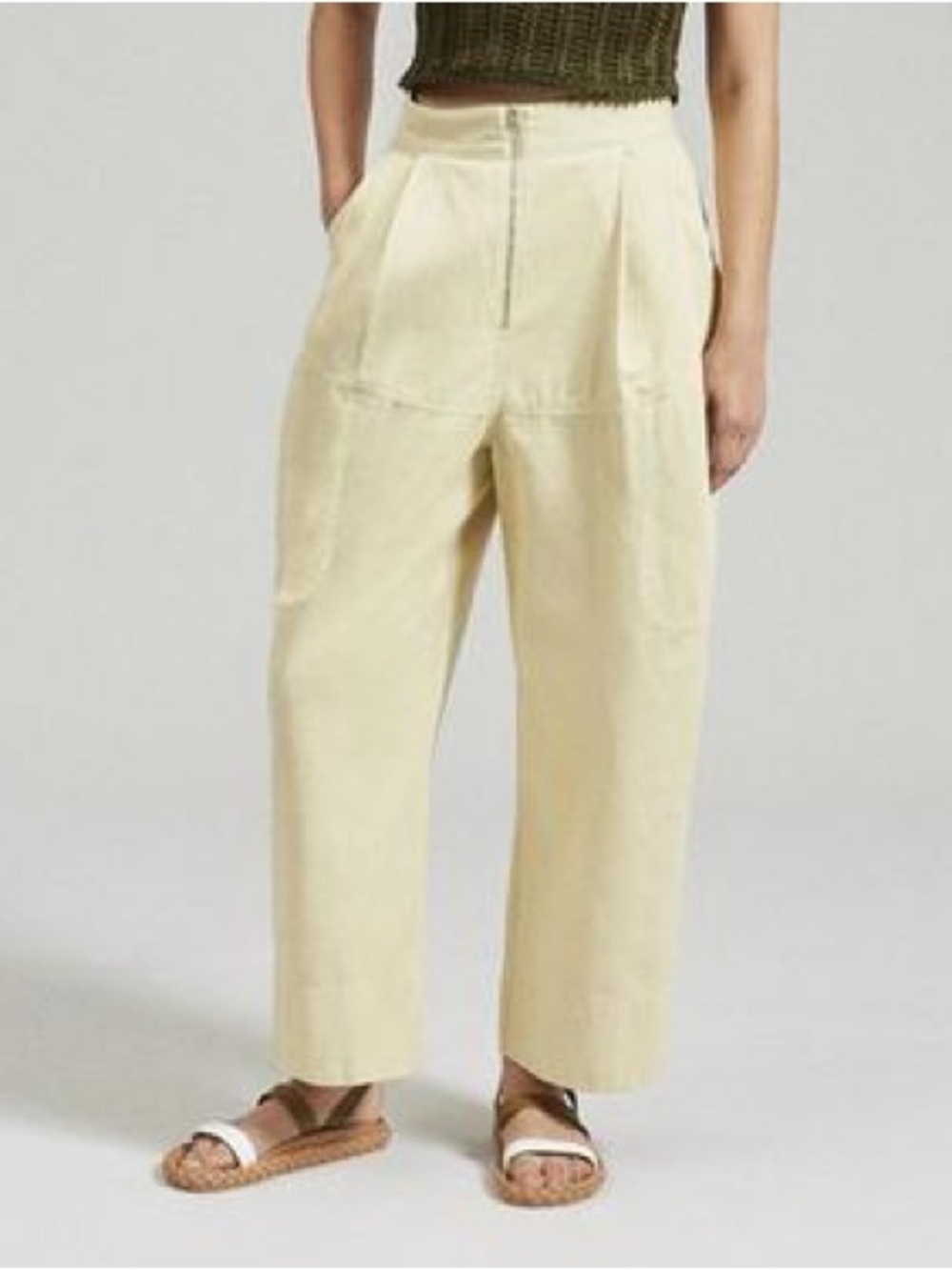 Rachel Comey Cream High-Waist Wide-Leg Utility Pants